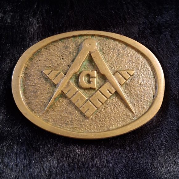 Vintage Masonic Solid Brass Free Mason 1978 Baron Buckle Compass Design 4278 - Picture 1 of 5
